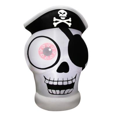 Halloween 5'  Inflatable 1-Eyed Pirate Skull Skeleton with Moving Eye