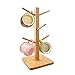 cuteadoy Mug Rack Tree, Removable Bamboo Mug Stand, Storage Coffee Tea Cup Organizer Hanger Holder with 6 Hooks