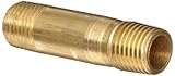Anderson Metals Brass Pipe Fitting, Long Nipple, 1/4" x 1/4" Male Pipe, 2" Length