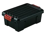 IRIS SK-130E Heavy Duty Tote with Red Latches, 12-Quart, Black, Pack of 6