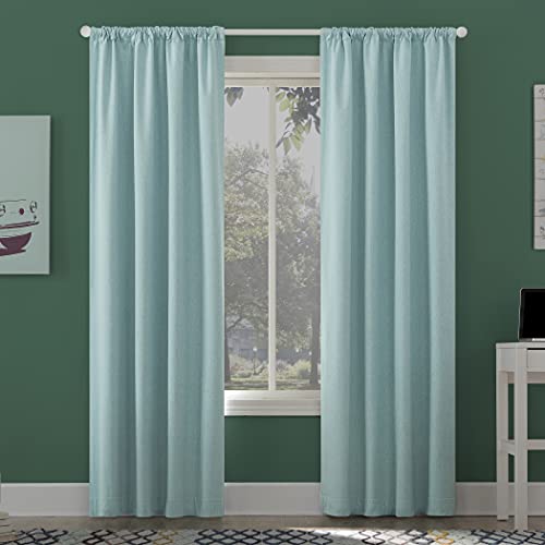 Sun Zero Jules Brushed Tonal Textured Total Blackout Rod Pocket Curtain Panel,…