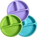 WeeSprout Silicone Plates for Babies & Toddlers (3 Pack) 100% Food-Grade Dishes for Self Feeding, Divided Design & Raised Edges for Picky Eaters, Dishwasher & Microwave Safe Weaning Supplies