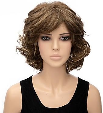 2017 Trendy Woman's Light Brown Color Curly Short Synthetic Wigs
