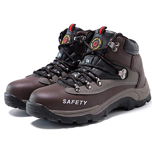 SUADEX Winter Safety Work Boots, Waterproof Steel Toe Cap Fur Lined Shoes, Industrial and Construction Hiking Sneakers, Brown 40 - Thumbnail 3