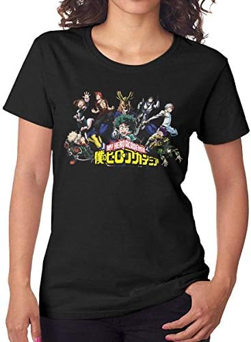 Hatpee Boku No My Hero Academia Women's Soft Short Sleeve T-Shirt Black