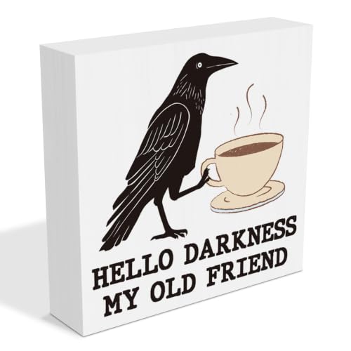 Halloween Crow Coffee Wood Sign Kicthen Bar Decor Withcy Raven Coffee Wood Block Plaque Sign Decorations for Kicthen Cafe Bar Dining Room Desk Shelf, Crow Gifts for Coffee Lover at Amazon