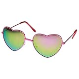 zeroUV - Womens Color Coated Full Metal Frame Color Mirror Heart Shape Sunglasses