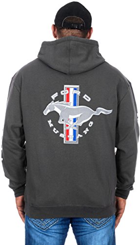 Men's Ford Mustang Collage Zip Up Hoodie in Charcoal (Large, CLG2-charcaol Gray)