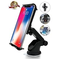 Cell Phone Holder for Car, Car Phone Mount Windshield Long Arm Car Phone Mount with One Button Design Anti-Skid Base Universal Car Phone Holder Compatible with iPhone Xs Max Galaxy,Huawei,Google,iPad