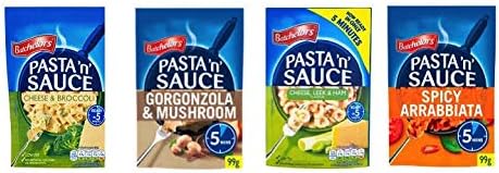 Batchelors Super Pasta 'n' Sauce. 4 Pack Bundle 4 Flavours - Gorgonzola & Mushroom, Cheese & Broccoli, Spicy Arrabbiata, Cheese, Leek & Ham