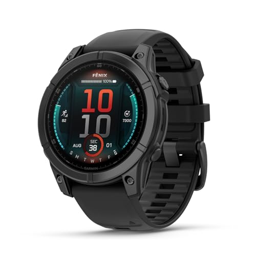 Garmin fēnix E 47mm – Multisport-Smartwatch, 1,3" AMOLED Touch-/Tastendisplay, bis zu 16 Tage Akkulaufzeit, 80+ Sport-Apps,TOPO-Karten, Musik, Benachrichtigungen