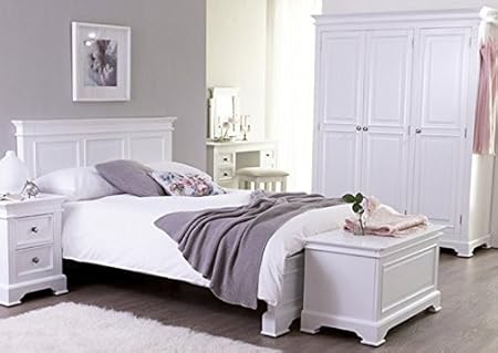 Burford Antique White Painted Single Bed Bedside Table And Chest Of Drawers Amazon Co Uk Kitchen Home