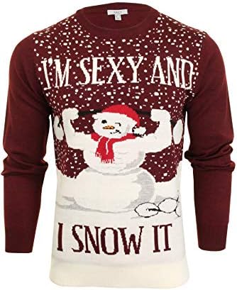 XactMen's Novely Funny Christmas Jumper, Sexy & I Snow It Slogan, Crew Neck