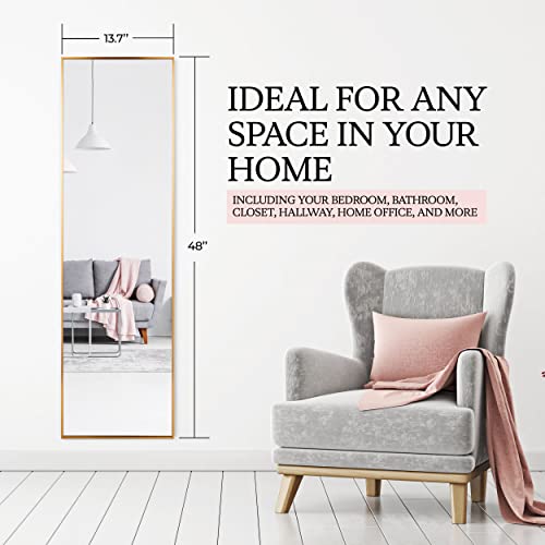 Mirrotek Full Length Adjustable Over The Door Mirror Gold Aluminum