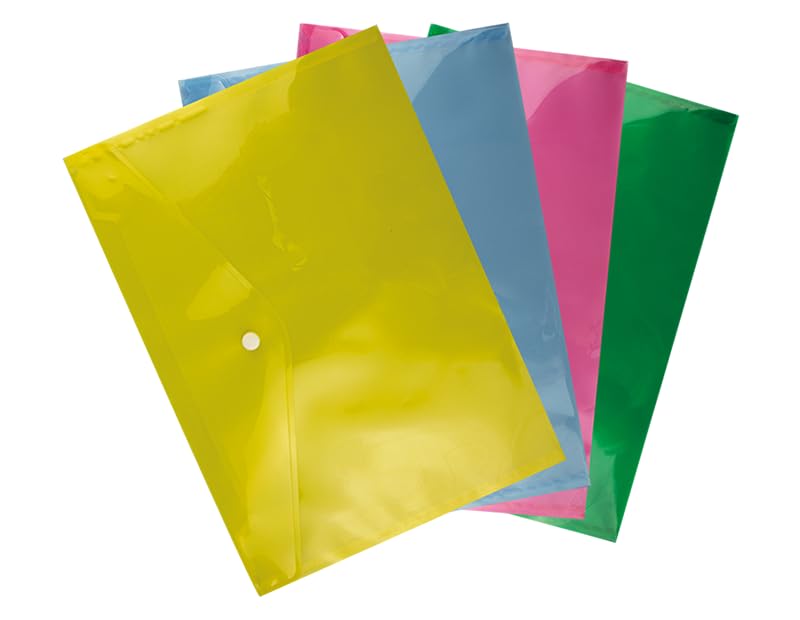 Ibex MART A4 Plastic Folders Document Stud Wallets - in Assorted Color - Pack of 4