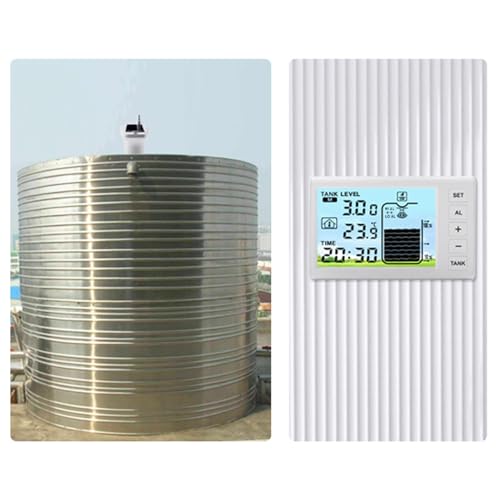 Oumefar Sensor de Nivel Ultrasónico Tanque de Agua Medidor de Profundidad de Líquido Medidor de Exhibición Digital Electrónica Transmisor con Diseño Inalámbrico para Uso Industrial