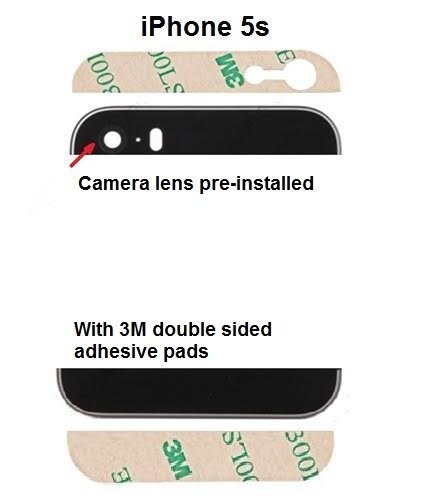 Back cover glass for iphone 5s rear housing – top and bottom bl…