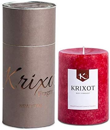 KRIXOT Scented Pillar Candles Set of 2 for Home Decor | Red Currant in Mottled Finish Size 3" X 4" | Premium Fragrance Oil | Finest Wax Blend | 100% Cotton Wicks