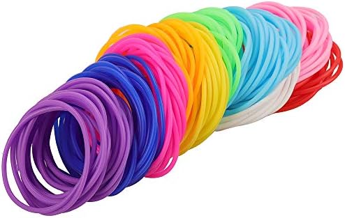 Rocutus 100pcs Set Silicone Elastic Hair Ties Ponytail Holders No