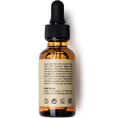 Eve Hansen USDA Certified Organic Argan Oil (1oz) | Pure Moroccan Argan Oil for Hair, Skin and Nails | Carrier Oil, Face Moisturizer, Body Oil, Dry Scalp Treatment and Hair Oil for Dry Hair and Damage - Thumbnail 5