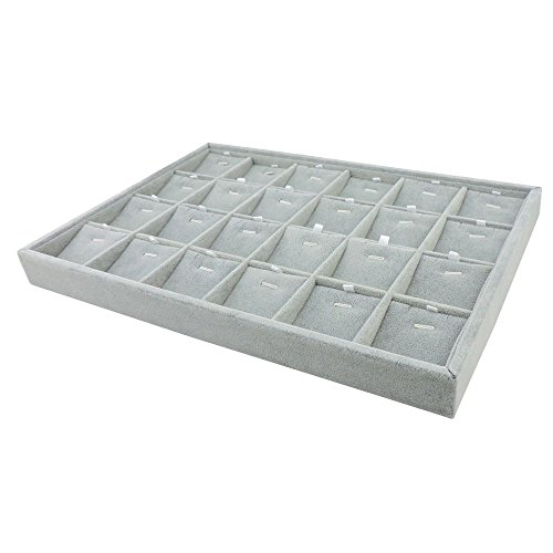 BOCAR Grey Velvet Jewelry Display Showcase Organizer Holder for 24 Drop Pendant Necklace (GP-24DZ) - Thumbnail 3
