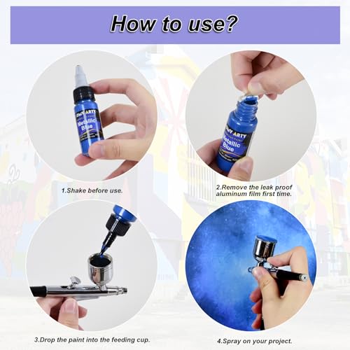 HOMY ARTY Airbrush Paint, 36 Colors Acrylic with 4 Airbrush Thinners, Water-Based, Airbrush Paint for Metal, Plastic Models, Canvas