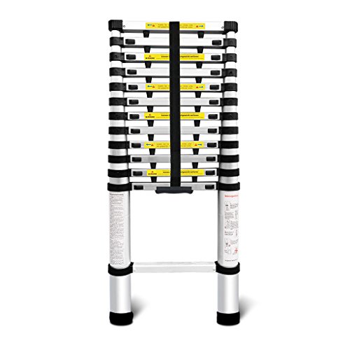 Finether 16.4ft Aluminum Telescoping Extension Ladder, Portable Telescopic Ladder Certificated by EN 131 with Finger Protection Spacers, 330lbs Capacity, for Home Loft Office - Thumbnail 7