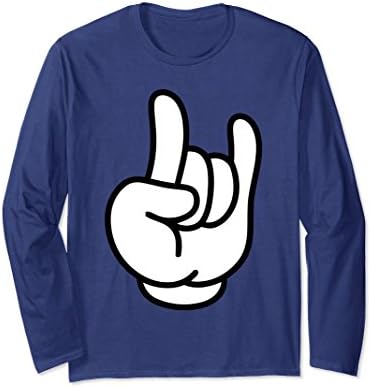 Unisex Rock Heavy Metal Sign Cartoon Hand Long Sleeve T-Shirt Small Navy