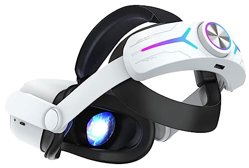 JYMEGOVR Battery Head Strap for Oculus Quest 2, Replacement Elite Strap with 8000mAh Battery with LED Backlight for Meta heatset (White | Black)