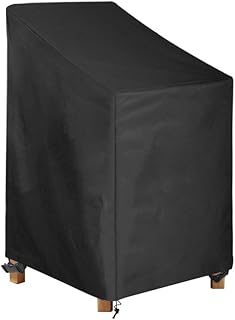 Awnic Schutzhülle Gartenstühle Stapelstühle Abdeckung Oxford Gewebe Wasserdicht Reißfest 65X75X120cm