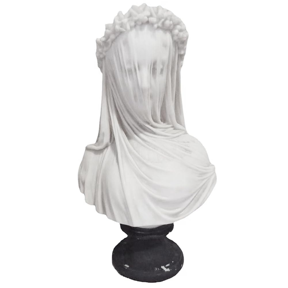 BGFAVCV Veiled Maiden Bust Statue Gothic Home Decor Abstract White Resin Sculpture Goddess Statue Crafts Home Aesthetics
