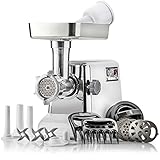 The Powerful STX Turboforce Classic 3000 Series Electric Meat Grinder & Sausage Stuffer: 4 Grinding Plates, 3 - S/S Blades, Sausage Tubes & Kubbe Maker. 2 Free Meat Claws & 3 in 1 Burger-Slider Maker!