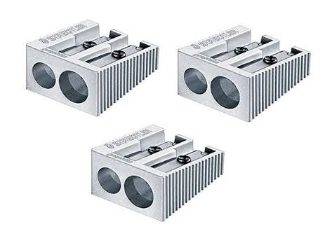 Staedtler Double Hole Quality Aluminium Pencil Sharpener X 3