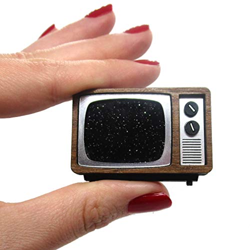 Retro CRT TV Broadcast SMPTE Color Test or Static Brooch Pin, Nostalgic Technology Jewelry