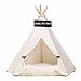 Pet Teepee Tent,Removable and Washable Pure White Pet Kennels Pet Play House Dog Play Tent Cat /Dog Bed (Without Cushion)