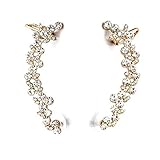 Boderier Ear Cuffs Crystal Flower Earrings Crystal Cluster Top Ear Clip