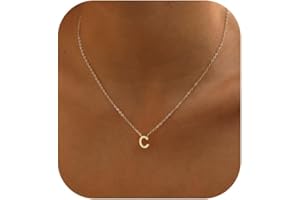 Fwlisesa Initial Necklaces for Women, 14k Gold Plated Dainty Gold Letter Necklace Tiny Initial Pendant Necklace Cute Letter Name Choker Necklaces for Women Simple Gold Jewelry for Women Gifts