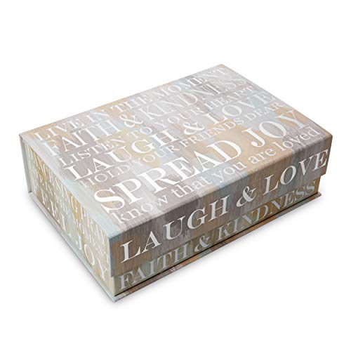 Tri-Coastal Design Decorative Nesting Storage Boxes with Lids Stackable Box Set with Laugh & Love Designs - Rectangle Cardboard Containers for Storage and Organization - Small, Medium, and Large