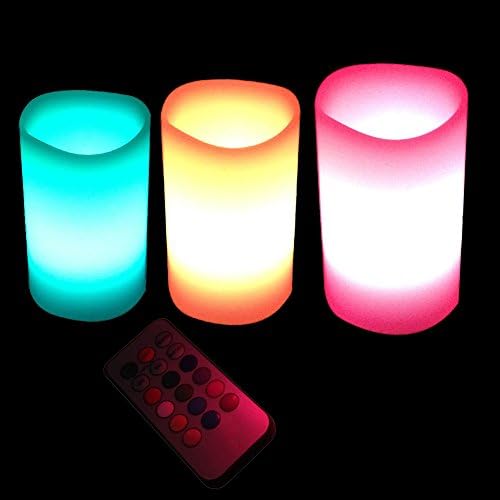 EUTTEUM Hot 3pcs LED Candles Lamps Remote Control 12 Changing Colors Flameless LED Light