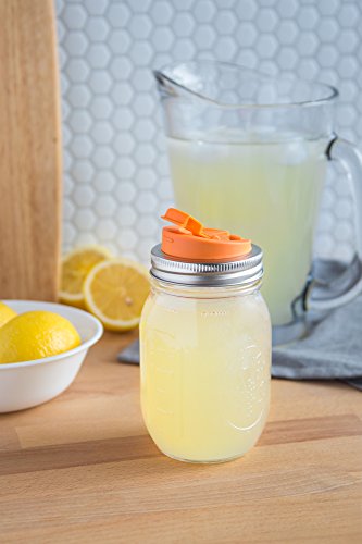 Jarware 82615 Drink, Orange Lid for Regular-Mouth Mason Jars - Thumbnail 5