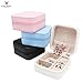 JL LELADY JEWELRY Small Jewelry Box Mini Travel Jewelry Case, Portable Faux Leather Jewelry Ring Boxes for Women Girls (White)