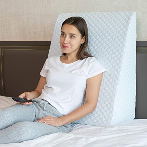 Lenora Bed Wedge Pillow with 1.5 Inch Memory Foam Top, (24 x 28 x 10