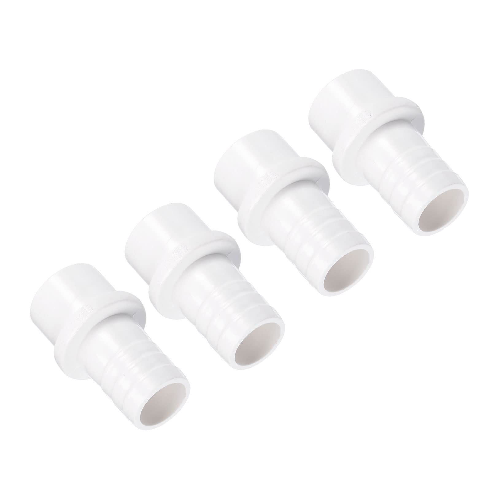 M METERXITY 4 Pack PVC Pipe Fitting - Water Tube Connector, 20mm Barb Straight Pipe Joint, Apply to Outdoor/Garden/Pool (OD 0.98 Inch, White)