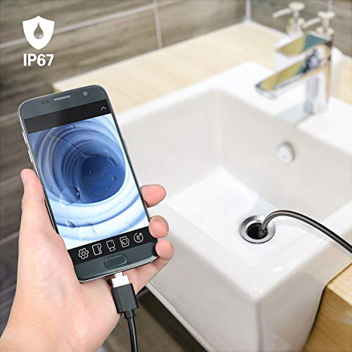 USB Endoscope, DEPSTECH 2 in 1 Semi-Rigid Borescope Inspection Camera 2.0MP CMOS HD Waterproof Snake Camera with 6 Adjustable Led for Android, Windows & MacBook OS Computer- 16.4 ft(5M)