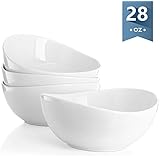 Sweese 1104 Porcelain Bowls - Set of 4-28 Ounce (Top to the Rim) for Cereal, Salad and Desserts, White