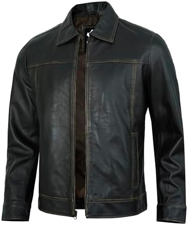 Jnriver Diamond Quilted Motorcycle Genuine Lambskin Leather