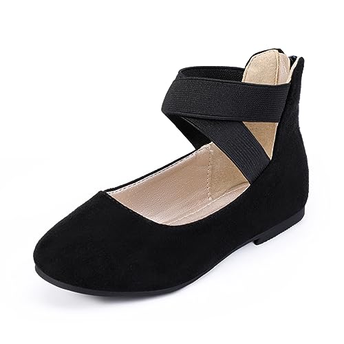 Hehainom Girls Dress Shoes Toddler Little Kids Gracy Ballet Mary Jane Ballerina Flats with Elastic Ankle Strap