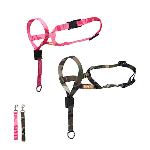 wintchuk Patterned Dog Head Collar with 2 Colorful Designs, Head Harness Stops Dog Pulling, Head Leash(L, Army Green) - Thumbnail 4