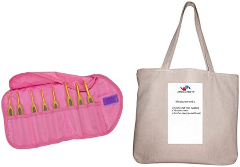 Clover Getaway Soft Touch Crochet Hooks Gift Set Sizes C To J with 1 Artsiga Crafts Project Bag 3626
