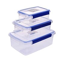 Food Storage Containers with Lids, Airtight Bento Boxes Storage, BPA Free Bento Box - Reusable Lunch Boxes Keep Fresh for Cupcake Carriers (3 lids & 3 Containers) (Tempered plastic)